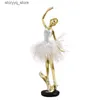 Outra decoração de casa Resina Artesanato Personagem Artificial Escultura Bonito Bailarina Golden Ballet Girl Feather Girls Room Ornaments Decoração de Casa Q240229