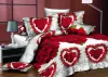 Set Hot 3D Comforter Cover King Size Bedding Set 3/4st Wedding Däcke Cover Sheet Pillowcases Red Rose Lily Bedclothes Romantic Love