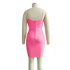 vestito sexy da donna rosa caldo mini vestito dalla fasciatura aderente abiti stile street designer B5714