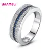 Anéis de cluster na moda azul topázio 925 prata esterlina mulher homens s925 anel gemstone rosa safira festa jóias bague218p