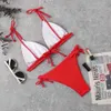 Badkläder senaste sexiga bikini kvinnor mini baddräkt kvinnor bikini kostym kvinnor snörning baddräkt 240229