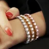 Plaqué or rose zircon cubique glacé Miami bracelet Cz Tennis Bracelets collier en acier inoxydable femmes bijoux et accessoires