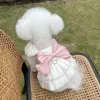 Dog Apparel Pet Clothes CHIFFE Dress For Dogs Clothing Cat Small Pink Bowknot Cute Thin Spring Summer Girl Chihuahua Products 2024