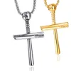 Wolf Tide Baseball Cross Charm Necklace New Fashion Stainless Steel Chain Sports Fan Pendant For Men And Women Jewelry Accessories Wholesale Bijoux Collar