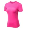 T-shirts Femmes T-shirt de course Chemises de compression Chemise de yoga sexy Femmes Vêtements de fitness Hauts d'entraînement à manches courtes Chemise Sport T-shirt Gym