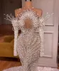 Sexy vedere attraverso perle abito da sposa sirena con perline paillettes abiti da sposa illusione abiti da sposa su misura vestido de novia