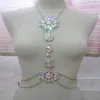 Mode- Sexy AB cristal chaînes de corps bijoux taille bikini plage chaînes de ventre harnais colliers pendentif en or accessoires de sable fema219S