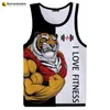 Regatas masculinas 2024 urso amor fitness dos desenhos animados animal carta impressão 3d camiseta sem mangas camisas colete masculino streetwear ginásio camiseta