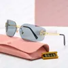 Luxe Designer Zonnebrillen voor Vrouwen Zomerzonnebril Frameloze Gebogen Lenzen Zonglas Strandbril Adumbral Buiten Rijden Brillen