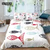 Ensembles de literie Home Living Luxury 3D Fish Set Housse de couette tropicale Taie d'oreiller Queen et King EU / US / AU / UK Taille Couette