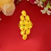 Anéis de cluster 18k cor de ouro amarelo emplumado anel de cauda de phoenix para mulheres 999 banhado ajustável jóias presente nunca desbota