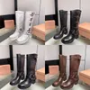 Botas Chunky Heel Comfort Harness Belt Buckled Cowhide Couro Biker Joelho Bota Zip Cavaleiro Botas Moda Square Toe Ankle Booties Sapatos 000 X4CS #