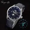 Watches Sugess Seagull St2528 Movement Mechanical Wristwatch Men Watch Real Blue Stone Dial Stainless Steel Case Moonphase Clock