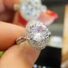 2024 Drop Ship Choucong Wedding Rings Luxury Jewelry 925 Sterling Silver Round Cut Large 5A Cubic Zircon CZ Diamond Gemstones Eternity Women Bridal Ring Gift