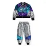 Stage Wear Street Jazz Dance Costume Performan Clothes Kid Hop Clothing Sequined Coat Loosed Silver Pants For Girls Boys