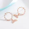 Dangle Earrings Fashion Rose Gold Tone Tail Zircon Diamonds Gemstones Drop For Women Jewelry Bijoux Brincos Party Accessories Gifts