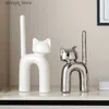 Altro Decorazioni per la casa Artigianato in ceramica Gatto astratto Cartoon Gattino a forma di H Artigianato in porcellana in bianco e nero Sculture di animali Decorazione della casa Q240229