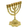 Ljusstakare Flower Base 7 Branch Menorah Metal Holder Temple Jewish Candlestick Decor