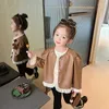 Jackets Girls Coat Spring Autumn Fashionable Baby Children Clothes Outerwear Pleated Round Collar Vintage Cool