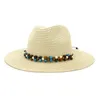 Bérets 202409-shi été Western Cowboy Stetson perles carrées colorées loisirs Fedoras chapeau en plein air hommes femmes Panama Jazz casquette