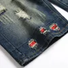 Jeans Herren Flip Denim Shorts getragener Loch Patch Vintage Young Design Fashion ruiniert Plus Size Summer Hosen 240227