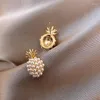 Orecchini a lobo Frutta alla moda Orecchino di perla per le donne Squisito geometrico Ananas Perle d'imitazione Gioelleria raffinata e alla moda Regalo Brincos