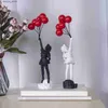 Other Home Decor Banksy Balloon Girl Modern Home Decor Living Room Desk Sculpture Figures Art Release Balloon Girl Resin Craft Gifts Q240229