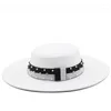 Bérets Automne Hiver 9.5cm Plat Large Bord Fedoras Femmes Feutre Chapeau Dames Sombrero Jazz Mâle Bowler En Plein Air Vintage Top Chapeaux