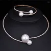 Necklace Earrings Set 2pcs/set Classy Pearl Open Choker And Bracelet Wild For Graduation H9ED