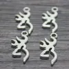 40pcs / lot Silhouette de tête de cerf avec charme de bois 28x11mm Antique argent bois de cerf charmes pendentifs pj28180i