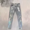 Jeans da uomo viola Designer Uomo Donna Denim Pant Distressed Strappato Biker Jean Slim Fit Moto Abbigliamento uomo Taglia 30-40 240229