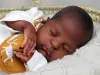 Poppen NPK 20 inch al geverfd afgewerkte herboren babypop in donkerbruine huid Remi slapende baby 3D-schilderij met zichtbare aderen