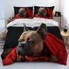 Set Cartoon Pitbull Dog Comporter Bedding Set, täcke omslagsbäddsuppsättning Kunnsskyddskudde, kung queen size sängkläder för vuxen barn