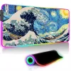 Pads Les grandes vagues de Kanagawa Anime RGB grand tapis de souris ordinateur portable jeu rétro-éclairage clavier tapis de bureau LED ordinateur tapis de souris tapis