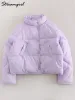 Jackets Thick Winter Short Padded Jacket Women Warm Down Cotton Coats For Women 2023 Quilted Jacket Women Winter Padded Coats Purple