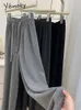 Pantaloni da donna Yitimoky Lana Donna Autunno Inverno 2024 Moda Vita alta Coulisse Nero Casual Allentato Lavorato a maglia Gamba larga