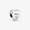 Nya ankomst Charms 100% 925 Sterling Silver Dad Heart Charm Fit Original European Charm Armband Smycken Tillbehör 230W