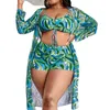 Swim wear 2024 New Plus Big Size Swimwear For Women Swimsuit Large Bathing Suits Three-Piece Push Up Bikini Set Sexy Separate Stylish 240229