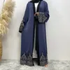 エスニック服イスラム教徒のカジュアルカーディガンローブカフタンアバヤドレスレース刺繍アバヤドバイドバイドバイモロッコのヴェスディオ