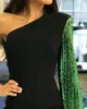 Casual Dresses Party Dress Woman Streetwear One Shoulder Sequin Patch för kvinnlig mode mångsidig snäv kjol 2024 Sommar