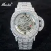 Montres New Hollow Mechanical Watch Top Luxury Diamond Silver Automatics Automaties Fashion Hip Hop haut de gouttes Horloge imperméable