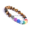 Braccialetti con ciondoli Albero della vita 8 mm 7 chakra Bracciale con ciondoli Pietra lavica Striscia blu viola Perline India Diffusore di olio essenziale Yoga Dro Dhuo5