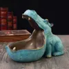 Autre décoration intérieure Résine Hippo Statue Hippopotamus Sculpture Figurine Clé Conteneur de bonbons Stronceriers Storage Table d'accueil Artware Desk Decor Q240229