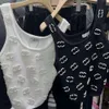 Womens T-shirt Designer 2023 Summer Knit Tee Tops Pearl Inlay Cotton Crop Clothing High End Sexy Pullovers Vest NDRE FALLOW