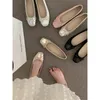Повседневная обувь во французском стиле, серебристая на одинарном каблуке во французском стиле, лето 2024, универсальные балетки с бантом, внешняя торговля
