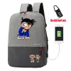 Backpack anime Detective Conan Backpack UNISEX Antitheft Laptop bag USB Charging Knapsack student book Bags teenagers Travel backpack