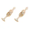 Dingle örhängen vintage imitation pärla set rhinestone vinglas form hänge för kvinnor mode personlighet örhänge smycken