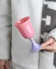 Kieliszki do wina proste japoński styl różowy Xiaojun Puchar Lekki luksus vintage średni wiek szklane dziewczęta serce domowe wysokie deser