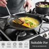 Innerwell Stainless Steel Frying Pan Pizza 28cm Nonstick Antiscald Handle Omlette Pot Breakfast Steak Burger Cook Utensils 240226