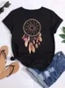 Women's T Shirts 2024 Summer Short Sleeve Cartoon Dream Catcher Screen Printing Love Sweet And Cute Trend T-Shirt